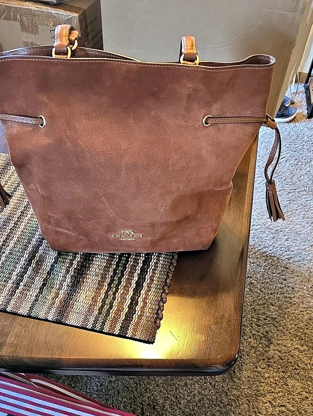 Coach Tote Bag in Suede Brown